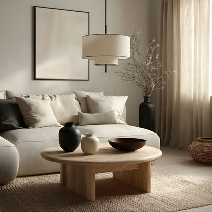 Hanglamp Cilinder Textiel Beige Dubbele Kap Modern Design | Restfield