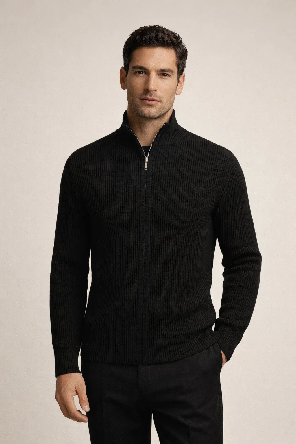 Arelon Cashmere Zip Knit Black