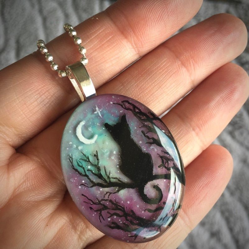 Cat Night Sky Pendant Necklace