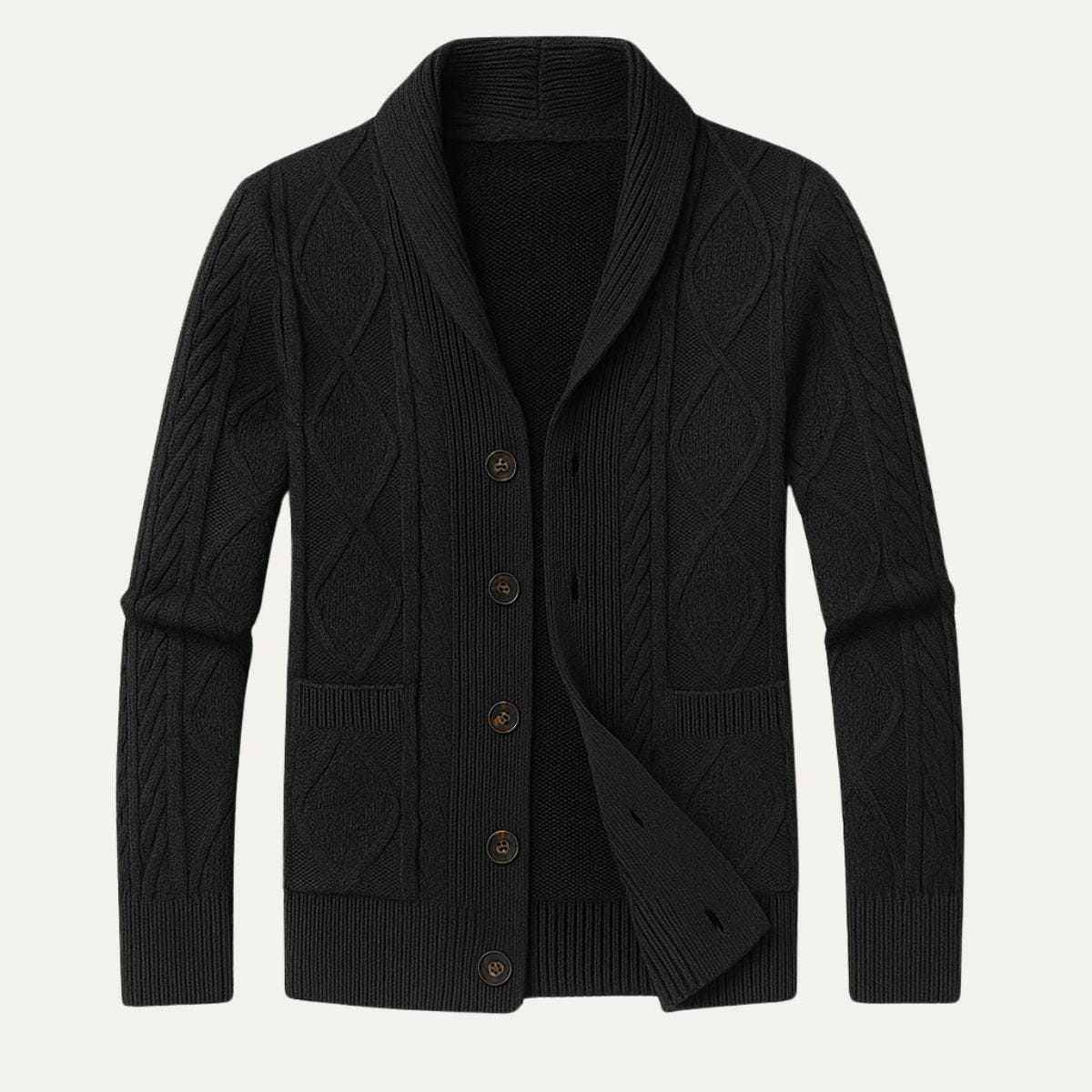 100 % Kaschmir-Strickjacke für Herren – Premium-Strick – Knopfleiste – Lockere Passform
