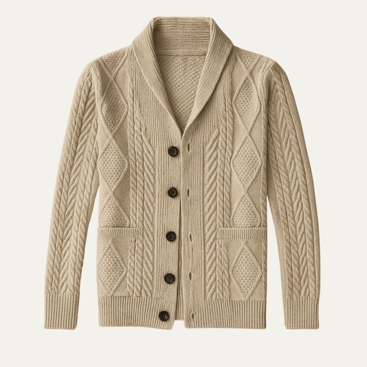100 % Kaschmir-Strickjacke für Herren – Premium-Strick – Knopfleiste – Lockere Passform