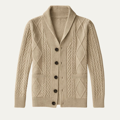 100 % Kaschmir-Strickjacke für Herren – Premium-Strick – Knopfleiste – Lockere Passform