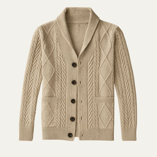 100 % Kaschmir-Strickjacke für Herren – Premium-Strick – Knopfleiste – Lockere Passform