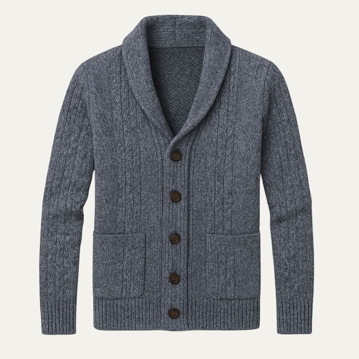 100 % Kaschmir-Strickjacke für Herren – Premium-Strick – Knopfleiste – Lockere Passform