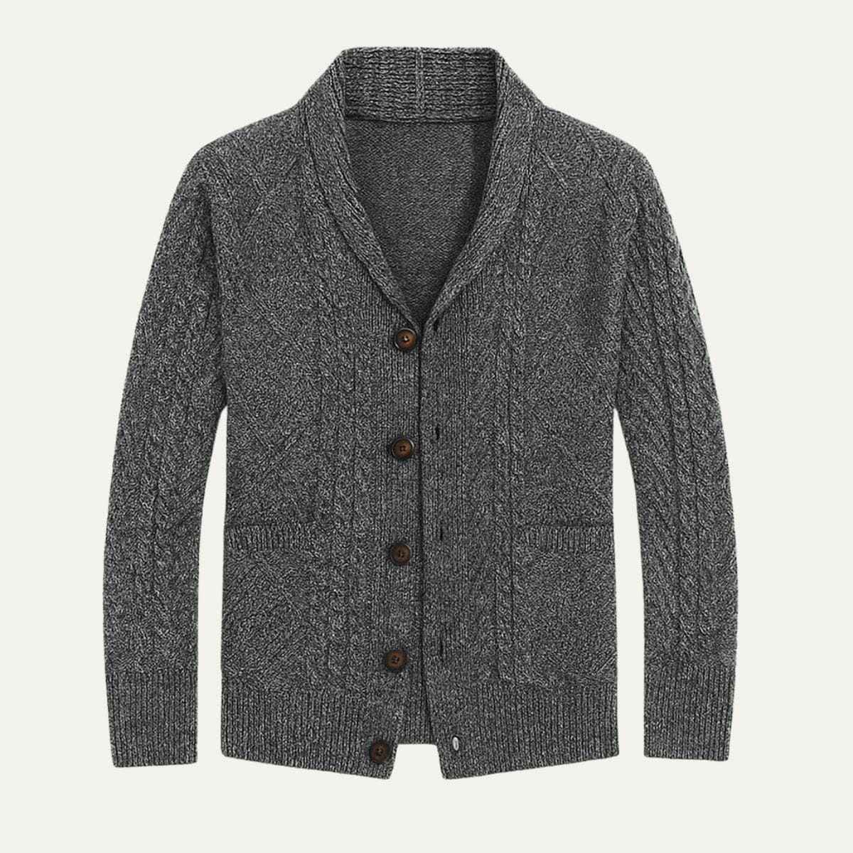 100 % Kaschmir-Strickjacke für Herren – Premium-Strick – Knopfleiste – Lockere Passform