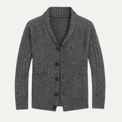 100 % Kaschmir-Strickjacke für Herren – Premium-Strick – Knopfleiste – Lockere Passform