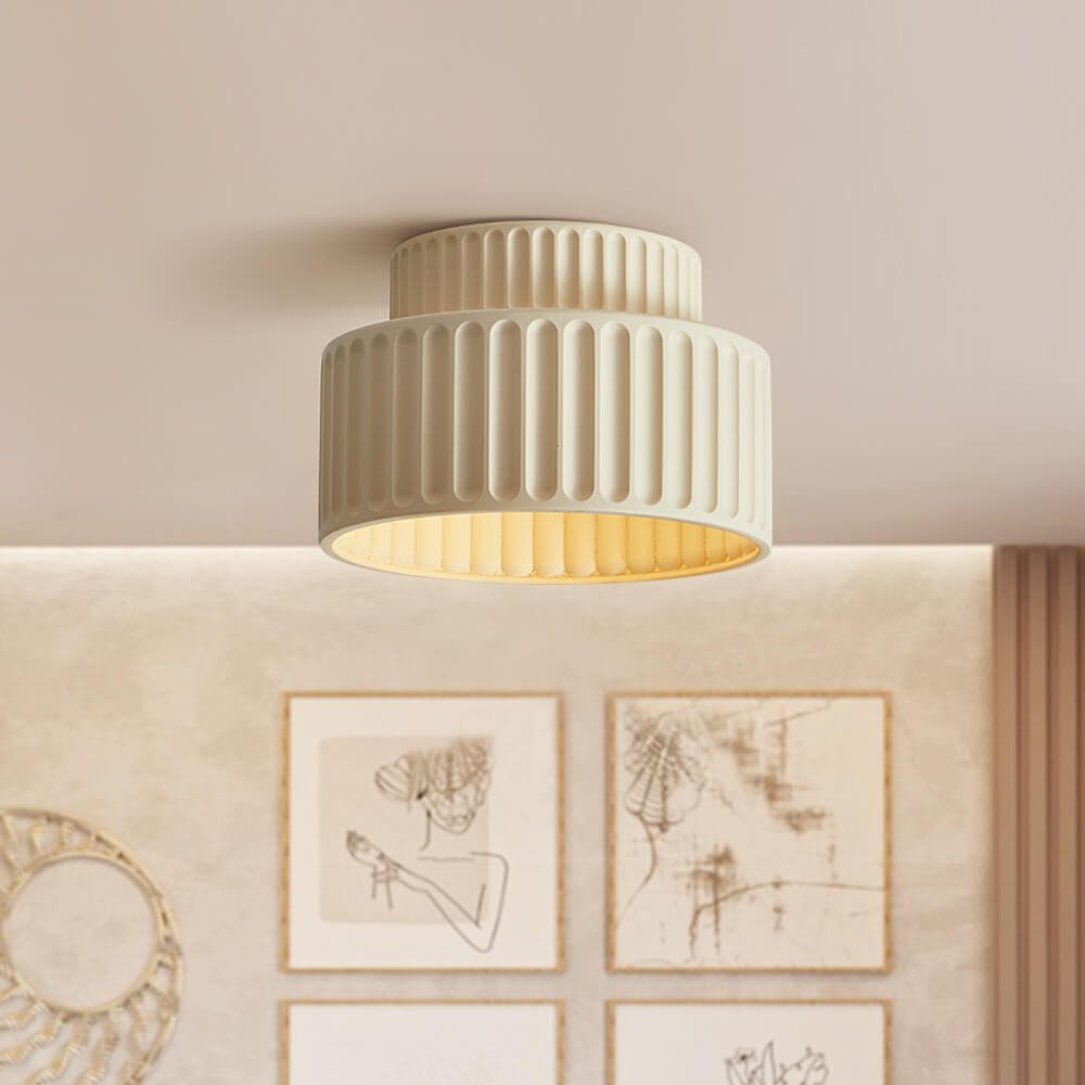 Nordycka Lampa Sufitowa z Ceramiki w Kremowym Kolorze