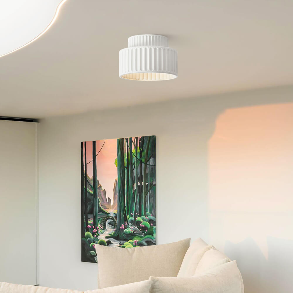 Nordycka Lampa Sufitowa z Ceramiki w Kremowym Kolorze