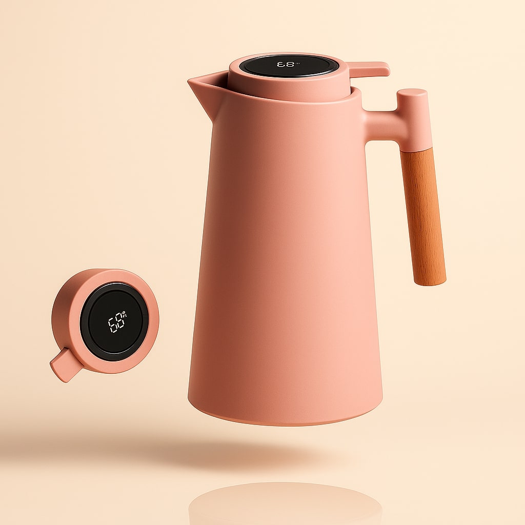 Thermoskan met temperatuurweergave | Isolatiekan 1 liter voor koffie & thee | Heatina