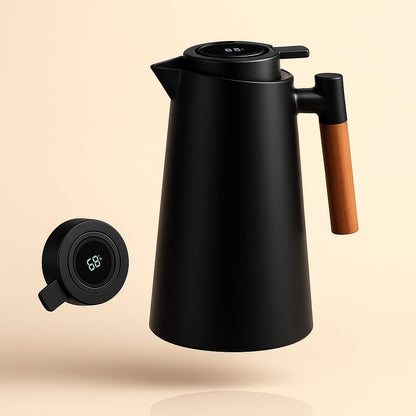 Thermoskan met temperatuurweergave | Isolatiekan 1 liter voor koffie & thee | Heatina