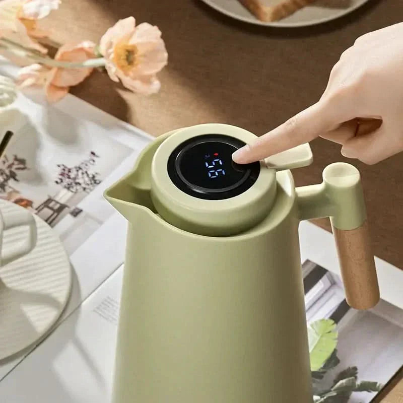 Thermoskan met temperatuurweergave | Isolatiekan 1 liter voor koffie & thee | Heatina