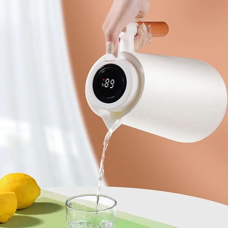 Thermoskan met temperatuurweergave | Isolatiekan 1 liter voor koffie & thee | Heatina
