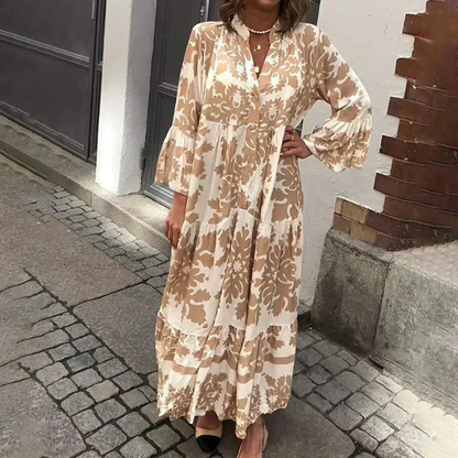 Tilda | Damen Midikleid Langarm Midi Boho