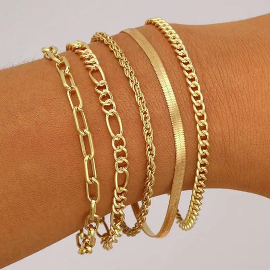 Essential Gold Bracelet Set (5-Piece)