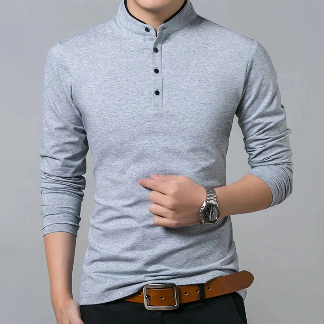 Tobias | Herren Henley Shirt Für Freizeit Schlicht
