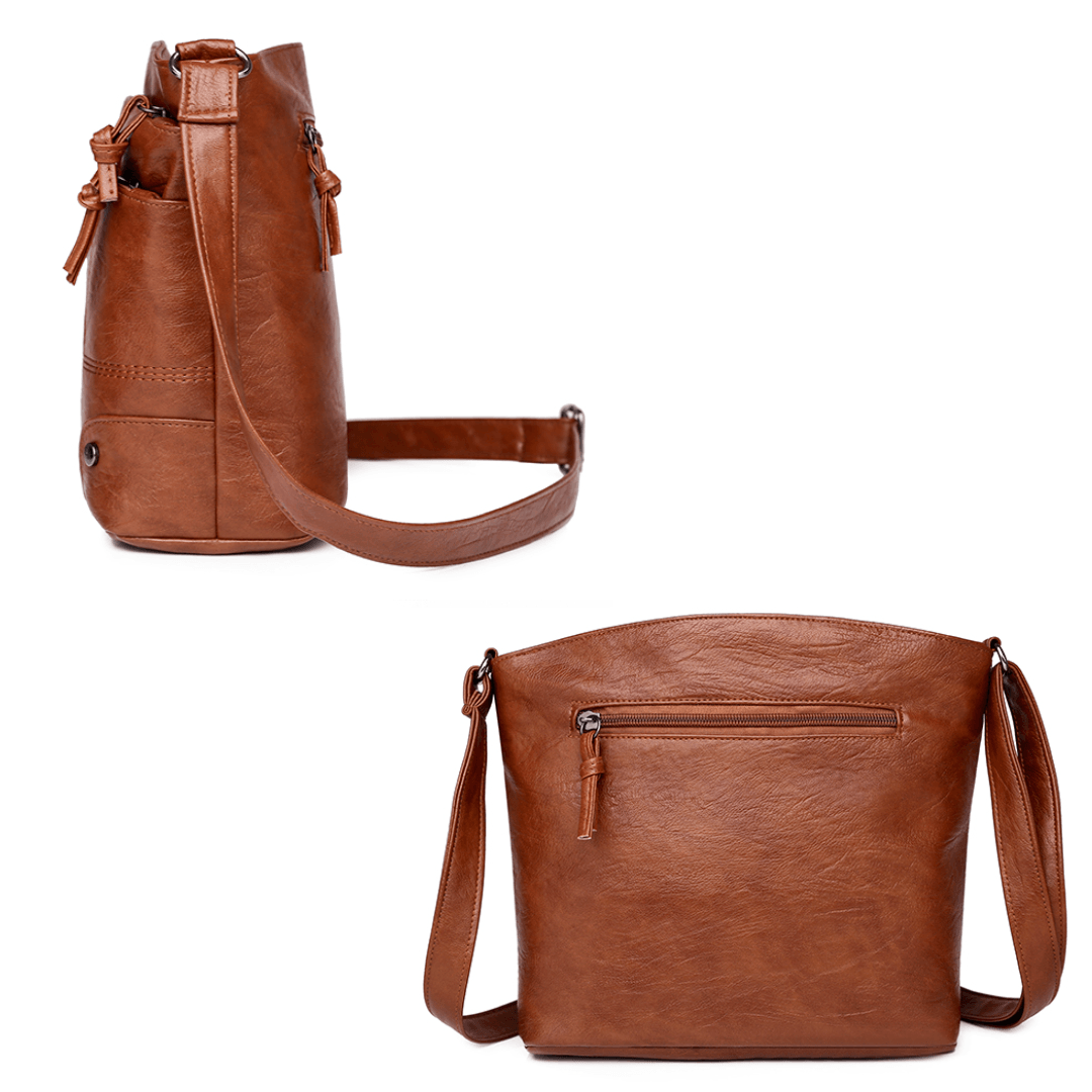 Authentische Vintage-Leder-Schultertasche mit reicher Patina und zeitlosem Stil