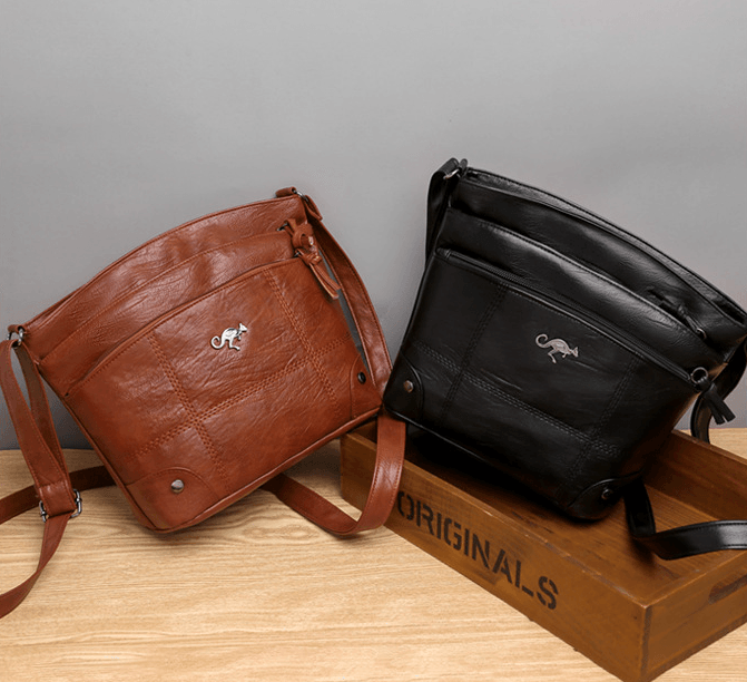 Authentische Vintage-Leder-Schultertasche mit reicher Patina und zeitlosem Stil