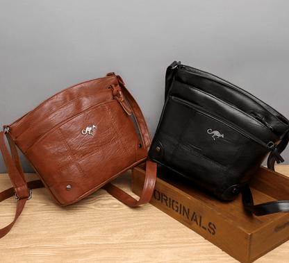 Authentische Vintage-Leder-Schultertasche mit reicher Patina und zeitlosem Stil