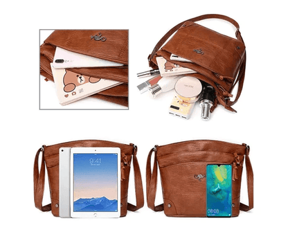 Authentische Vintage-Leder-Schultertasche mit reicher Patina und zeitlosem Stil