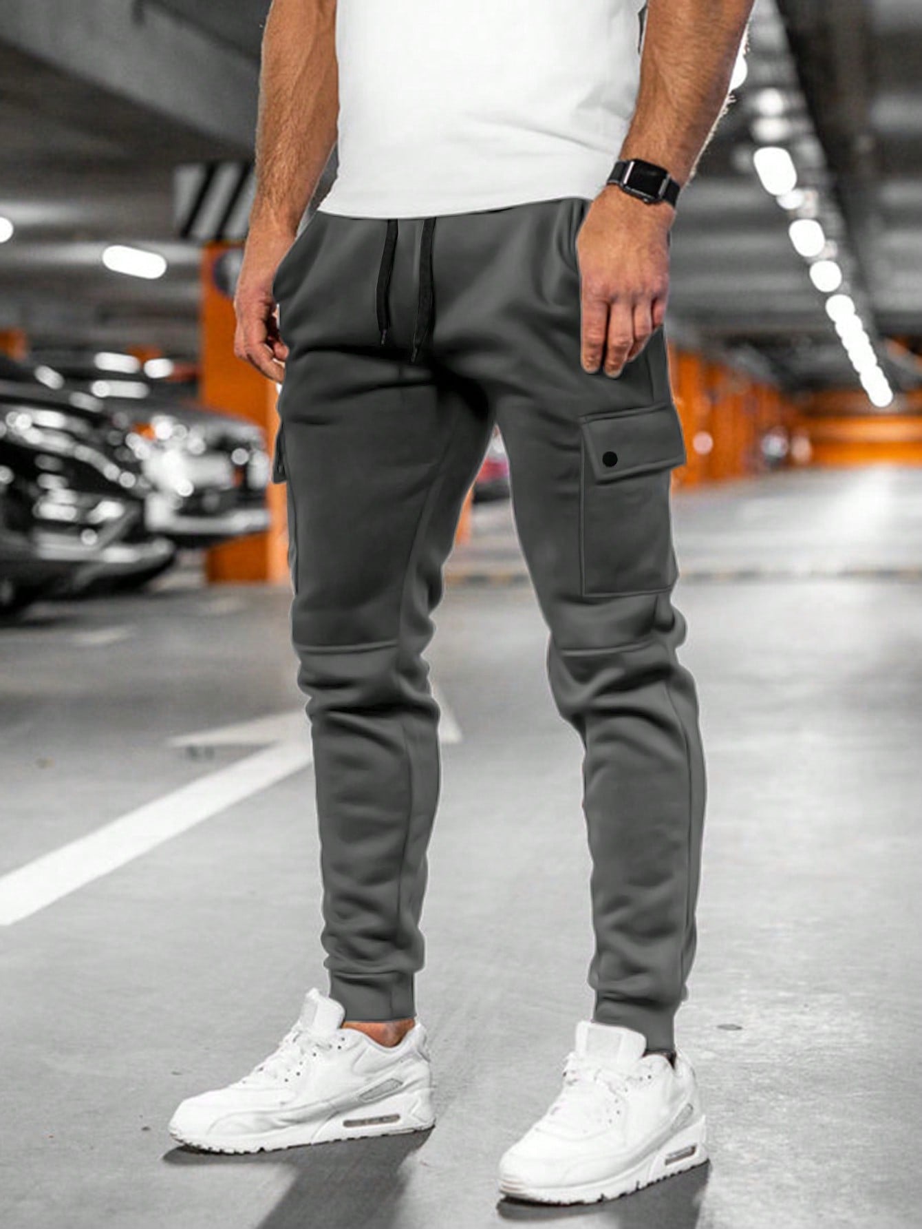 Men's Cotton Blend Cargo Joggers Slim Fit Casual Spring