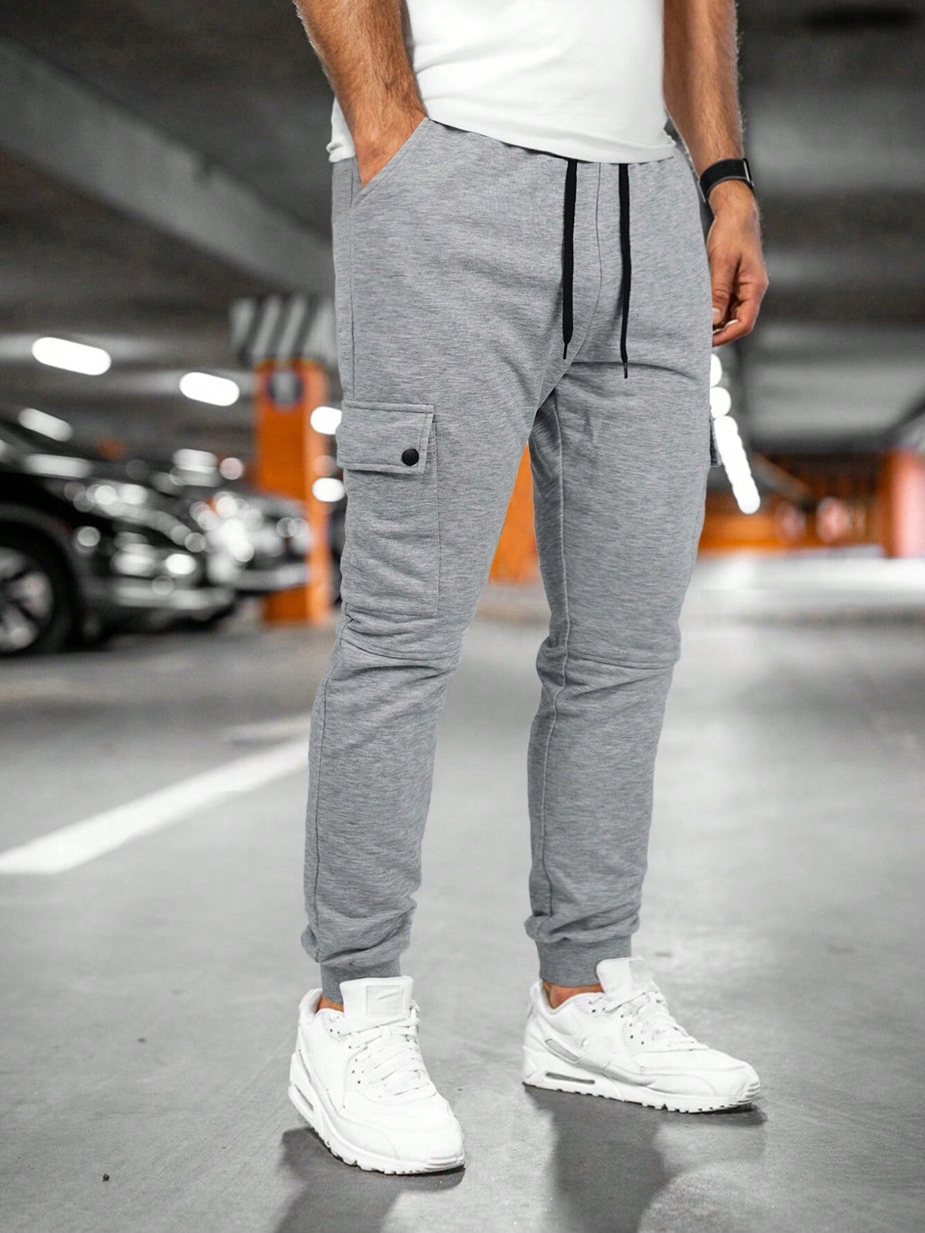 Men's Cotton Blend Cargo Joggers Slim Fit Casual Spring
