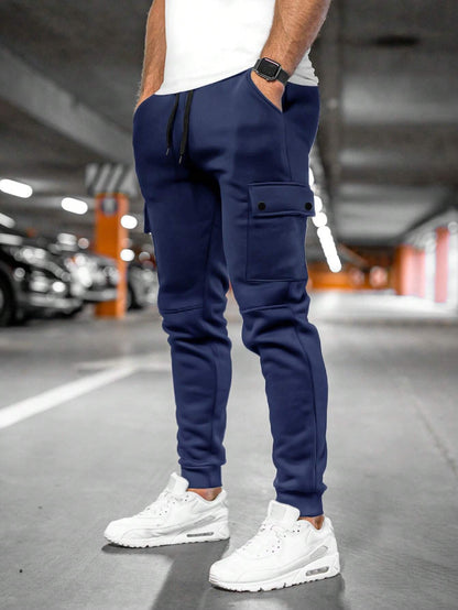 Joggingbukser herre bomuld polyester cargo slim fit sommer