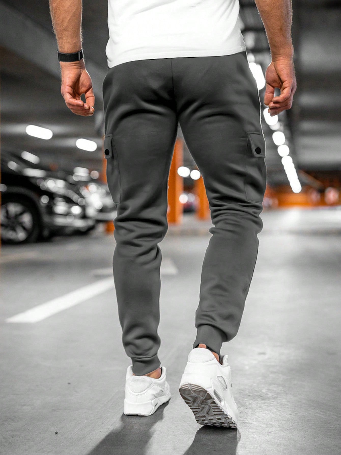 Joggingbukser herre bomuld polyester cargo slim fit sommer