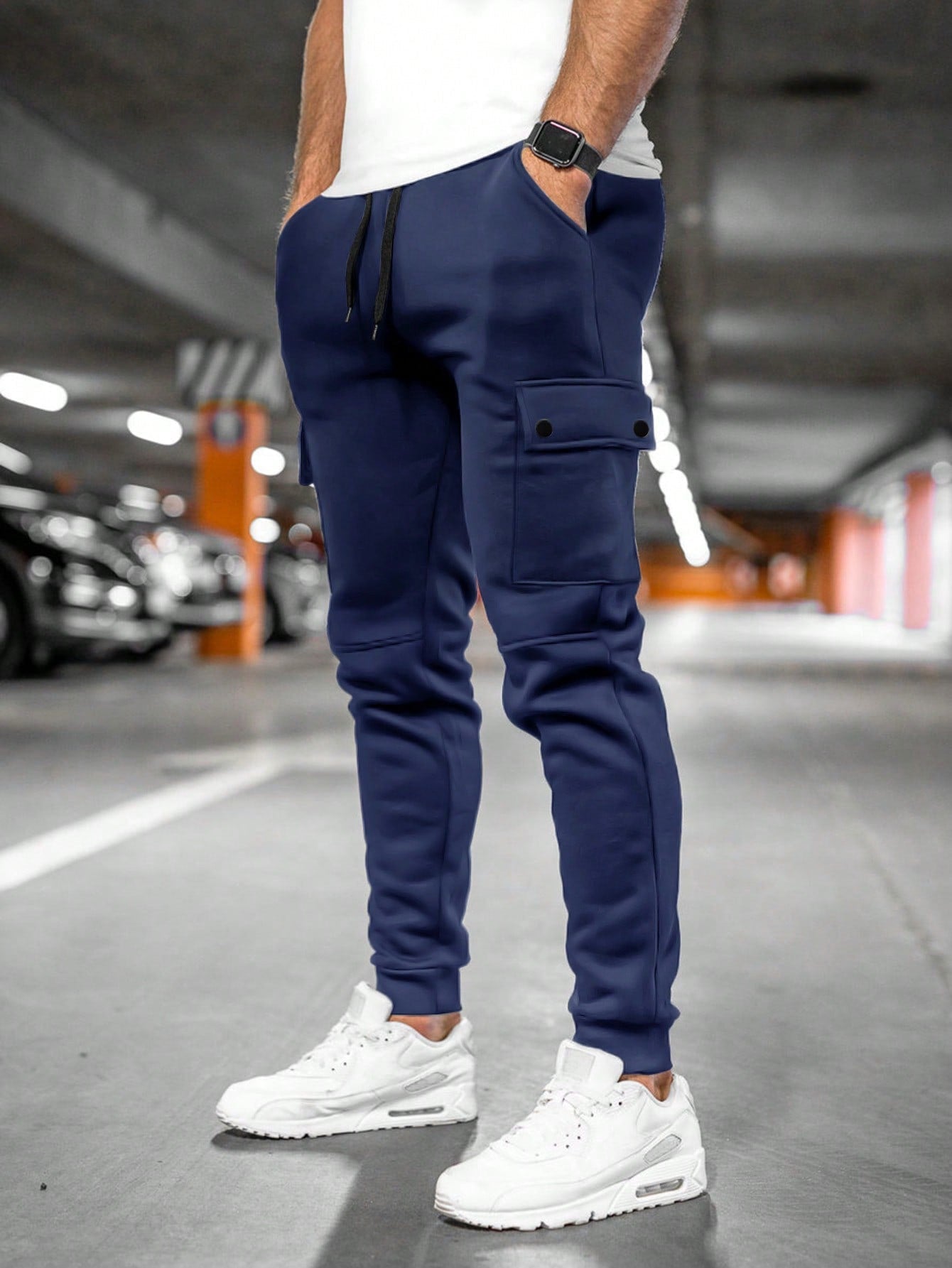 Joggingbukser herre bomuld polyester cargo slim fit sommer