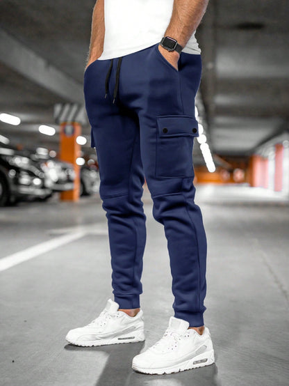 Joggingbukser herre bomuld polyester cargo slim fit sommer