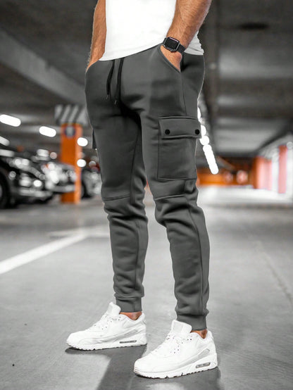 Joggingbukser herre bomuld polyester cargo slim fit sommer