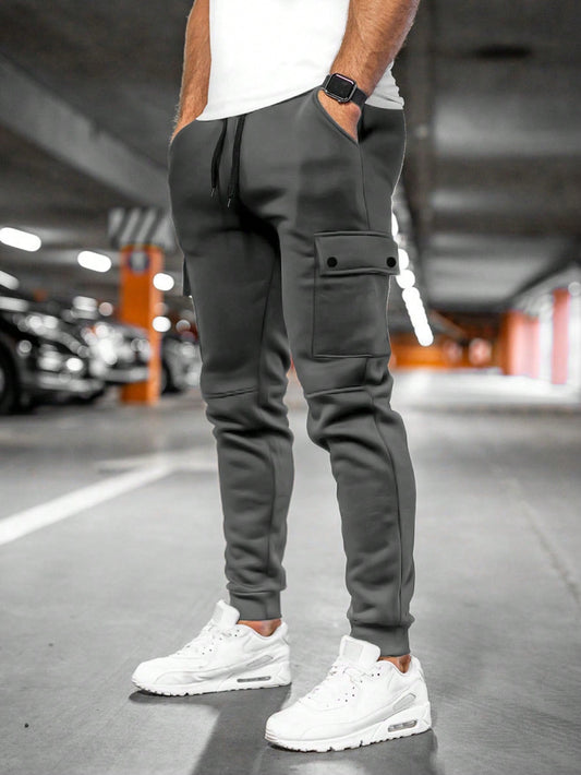 Joggingbukser herre bomuld polyester cargo slim fit sommer