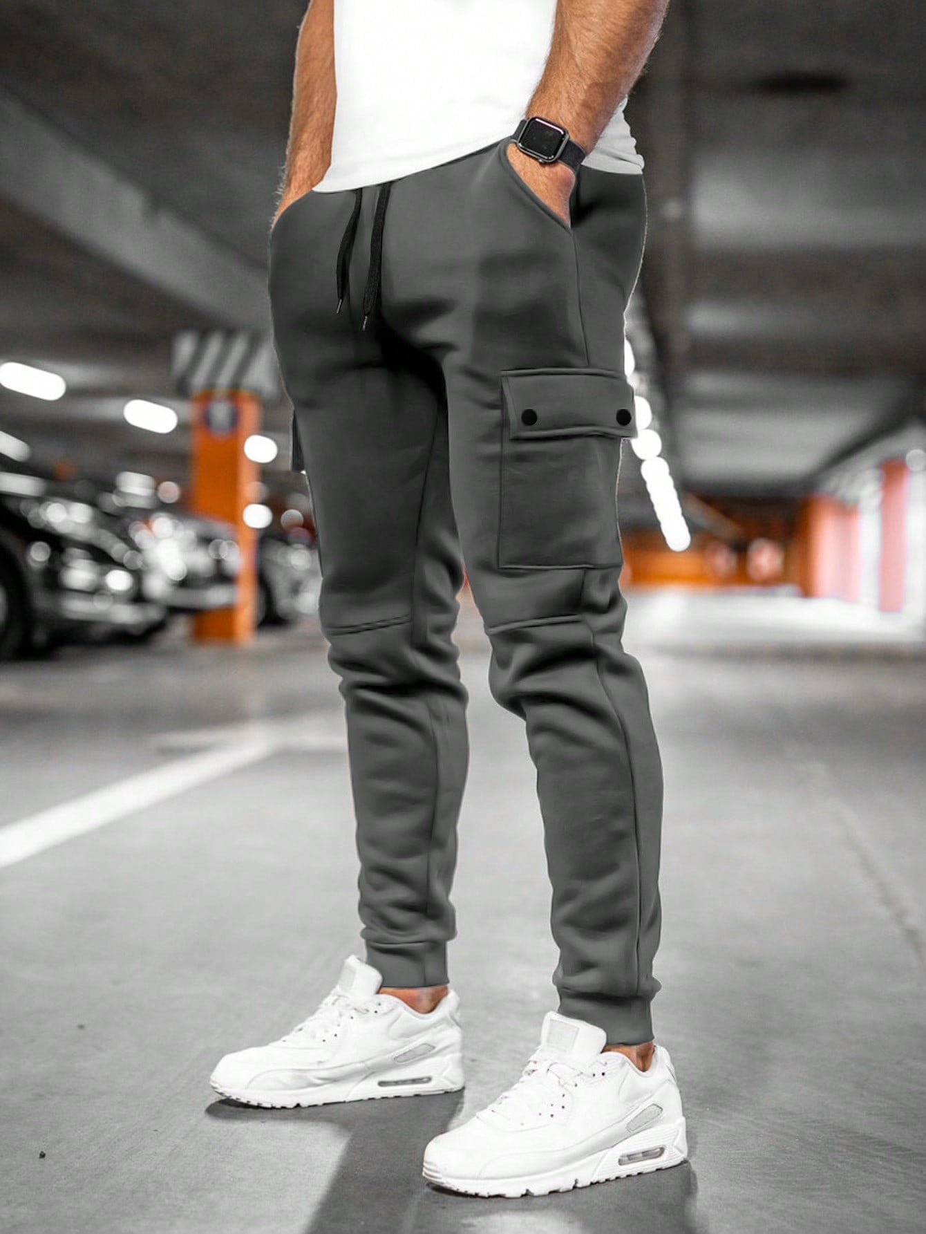 Men's Cotton Blend Cargo Joggers Slim Fit Casual Spring