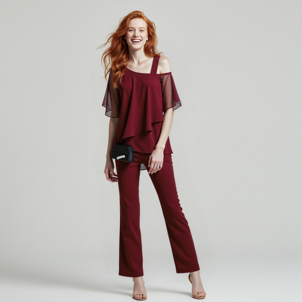 Bianca | Elegância Atemporal em Conjunto com Ombros à Mostra