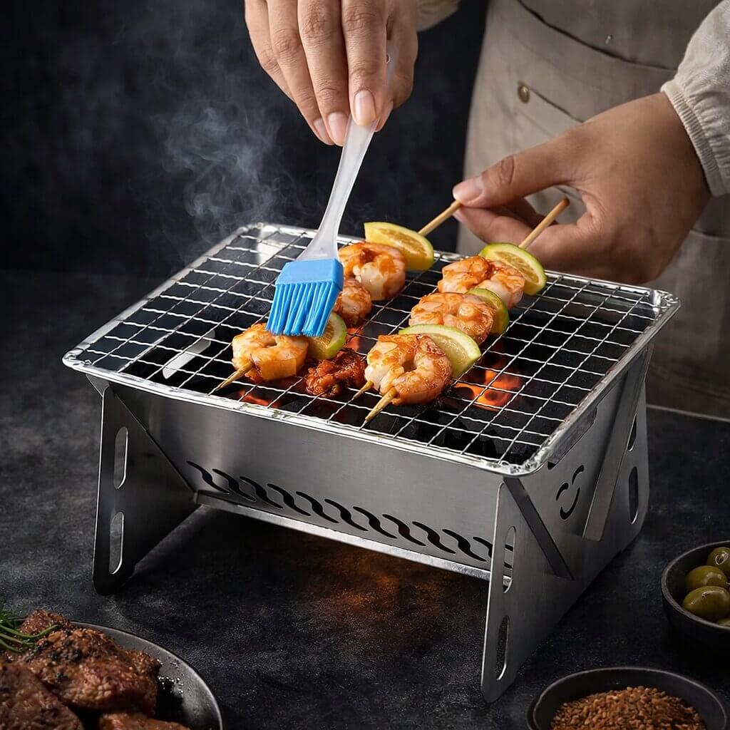 Tragbarer Holzkohlegrill | Kohlegrill für Garten, Camping & Outdoor | Grillstahl