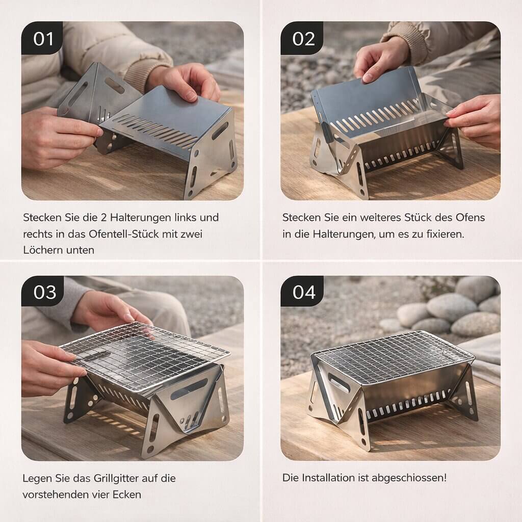 Tragbarer Holzkohlegrill | Kohlegrill für Garten, Camping & Outdoor | Grillstahl