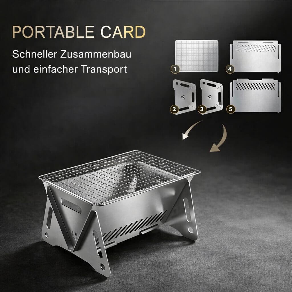 Tragbarer Holzkohlegrill | Kohlegrill für Garten, Camping & Outdoor | Grillstahl