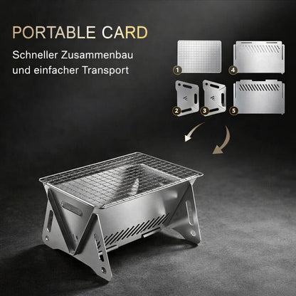 Tragbarer Holzkohlegrill | Kohlegrill für Garten, Camping & Outdoor | Grillstahl
