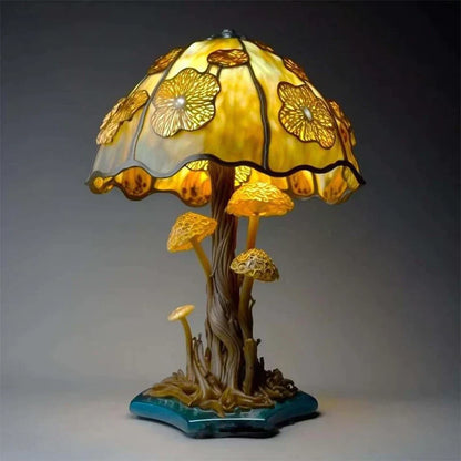 Paddenstoel Tafellamp Glas-In-Lood Look Hars Kleurrijk Sfeerlamp Kinderkamer Woonkamer | Restfield