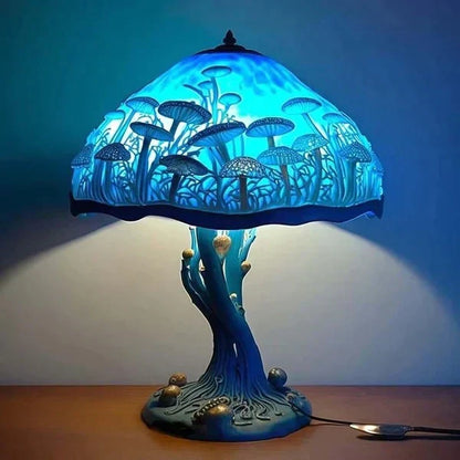 Paddenstoel Tafellamp Glas-In-Lood Look Hars Kleurrijk Sfeerlamp Kinderkamer Woonkamer | Restfield