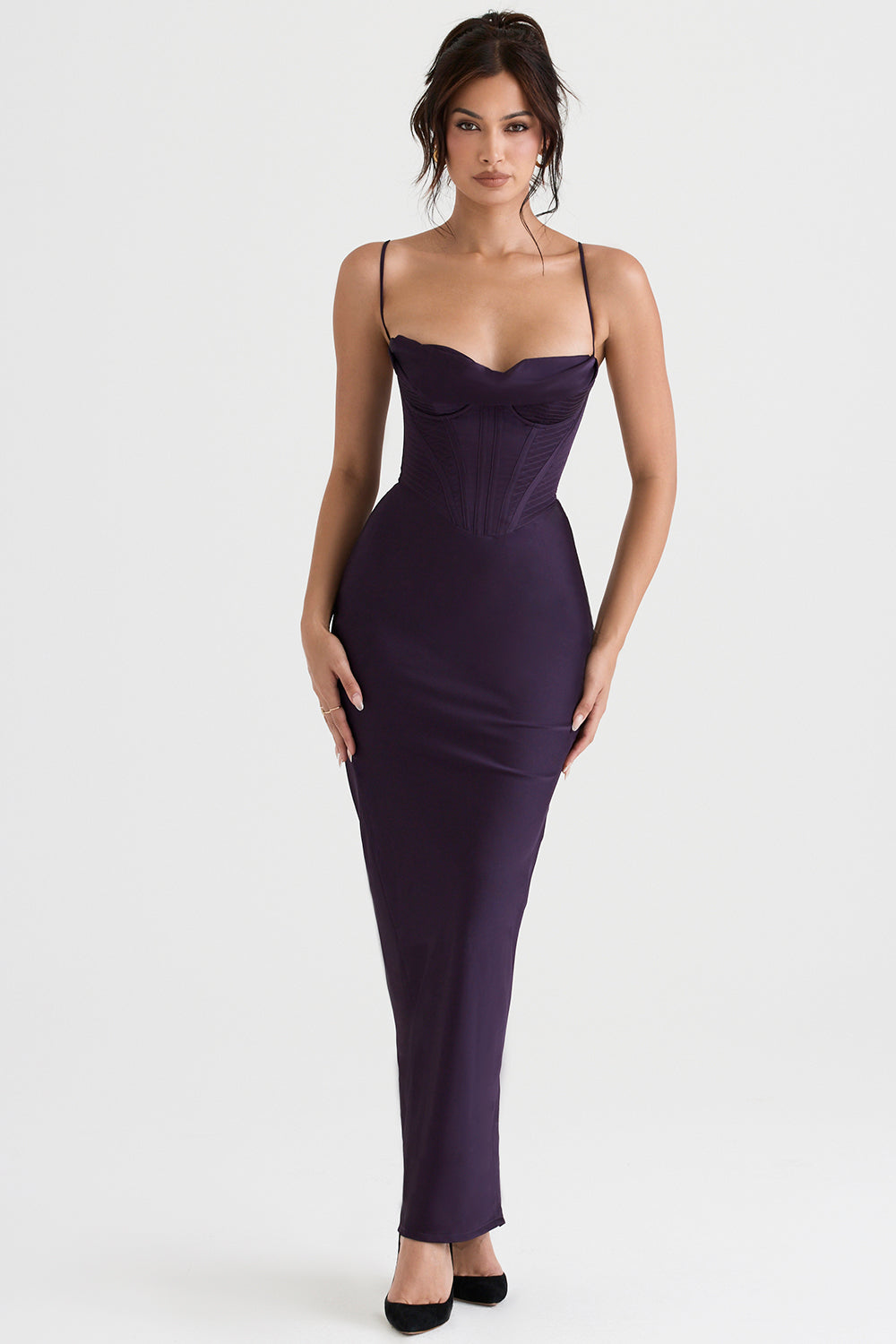 Trendy Korset Maxi Sukienka - Isabella-Ciemnofioletowy-XS-Trend Polska