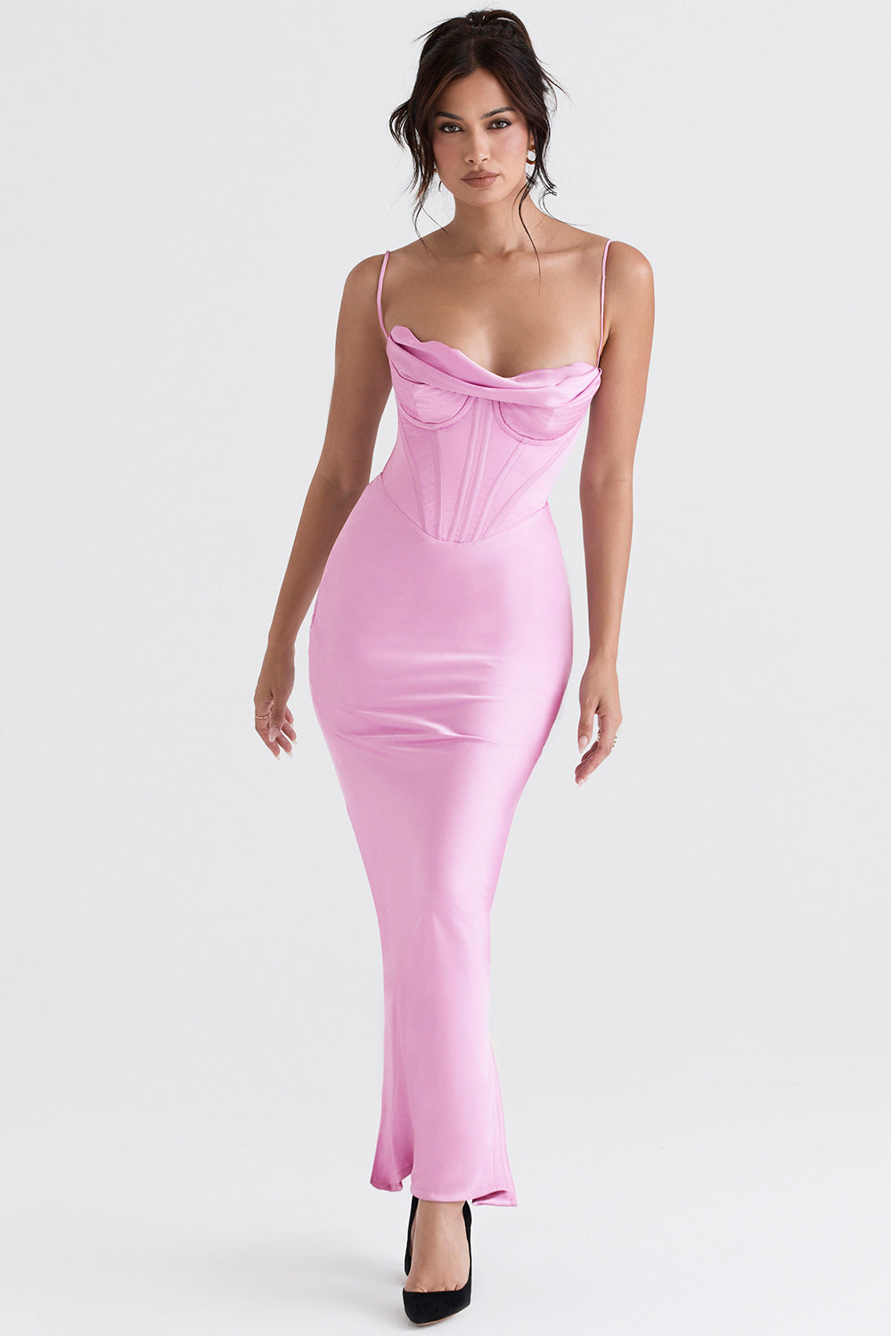 Trendy Korset Maxi Sukienka - Isabella-Ciemnoróżowy-XS-Trend Polska