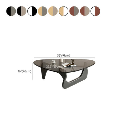 Driehoekige Glazen Salontafel met Houten Abstract Onderstel – Moderne Design Coffee Table met Transparant Tafelblad | Restfield