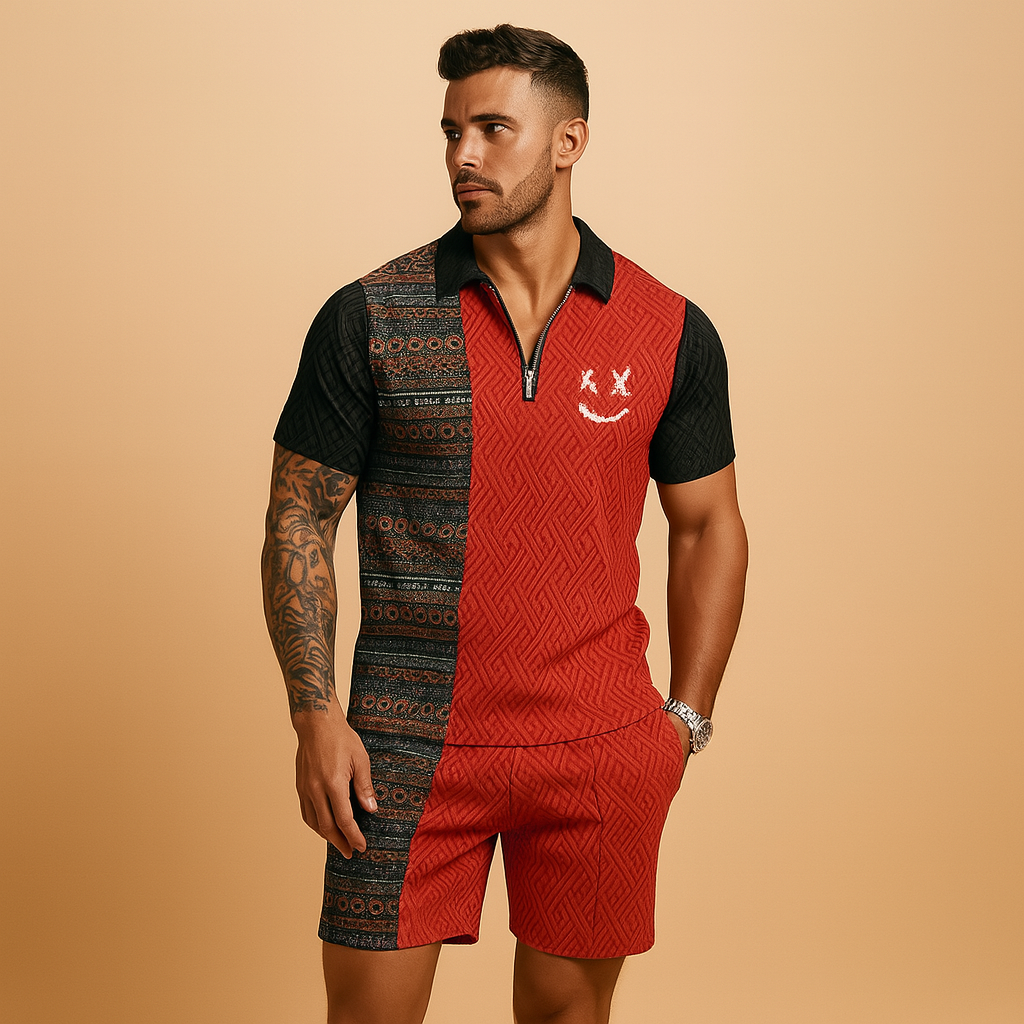 Ensemble Décontracté Homme | Polo Vintage et Short Léger pour Été Stylé 2