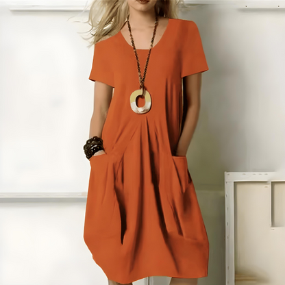 Eunate - Vestido Elegante De Algodão Com Controlo Da Barriga