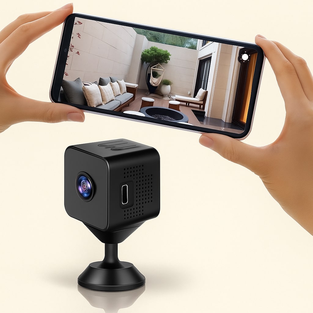 WLAN Überwachungskamera für außen und innen | Kabellose Mini Kamera mit Live Handyübertragung | SicherBlick