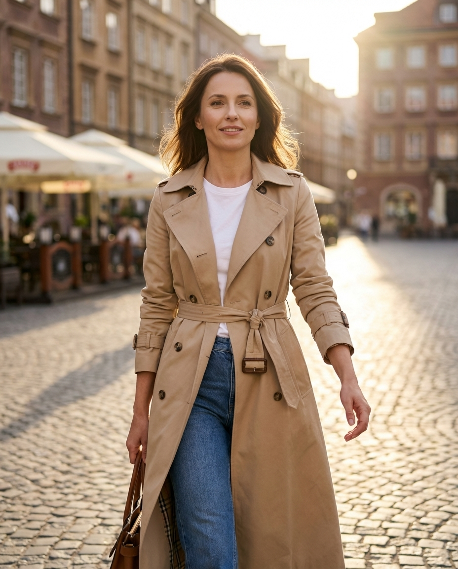 Julia - Elegancki trencz z paskiem