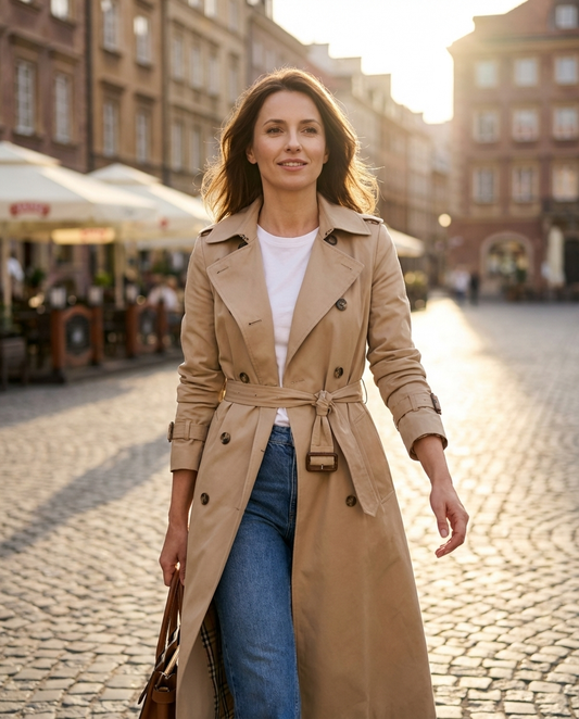 Julia - Elegancki trencz z paskiem