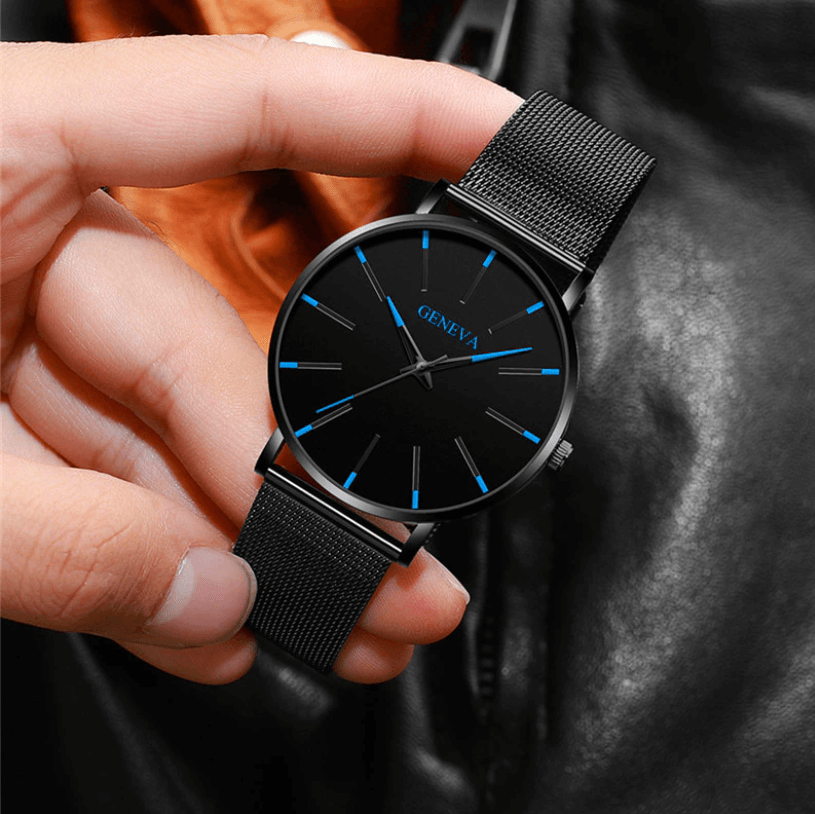 GENEVA | Montre D'affaires Ultra-mince pour Hommes Acier