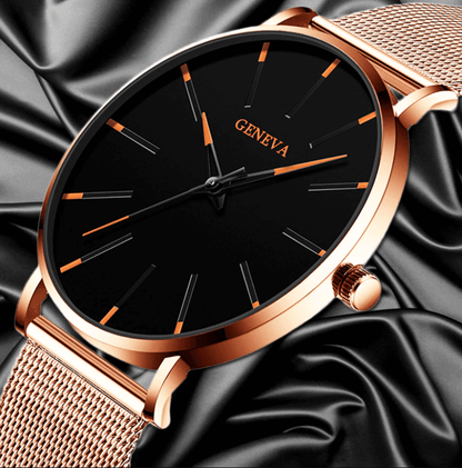 GENEVA | Montre D'affaires Ultra-mince pour Hommes Acier