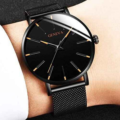 GENEVA | Montre d'affaires ultra-mince pour hommes – sobre, professionnelle et légère